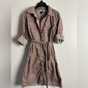 Tommy Hilfiger 3/4 sleeve floral snap down & tie front shirt dress
